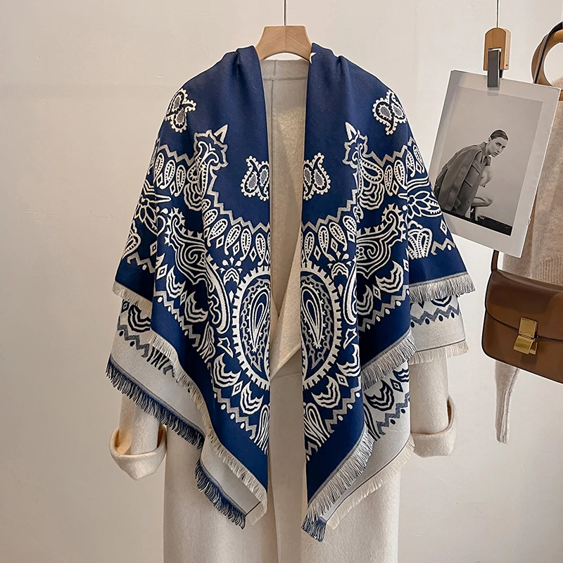 2025 Luxury Brand Women's Cashmere Scarf - Winter Warm Tasseled Striped Printed Pashmina Shawl, Foulard & Poncho