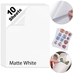 Premium Transparent Vinyl Sticker Paper, Matte Finish, A4 Size, Waterproof, Glossy Gold Adhesive (Matte White)