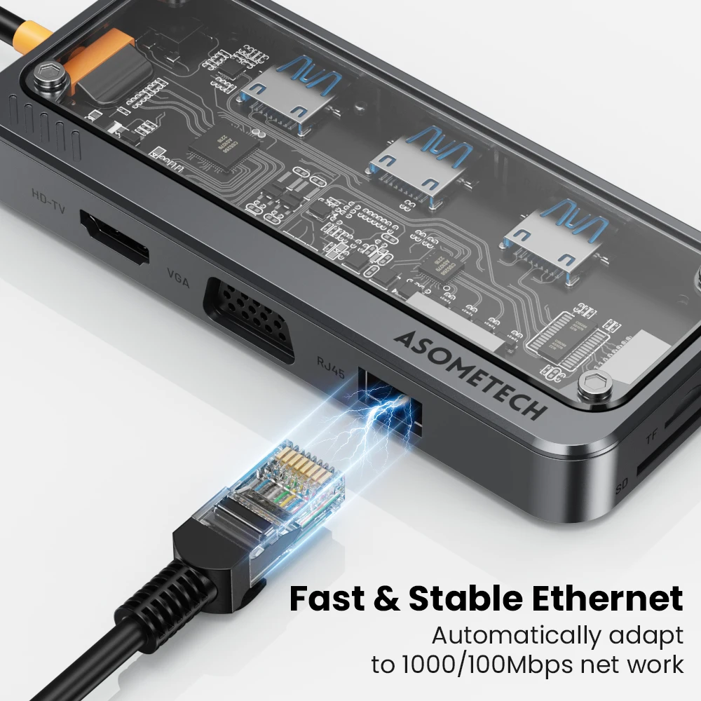 Estação de Ancoragem Usb c Hub 10 em tipo c para Hub Compatível com Hdmi Adaptador Usb 3.0 pd 100w para Macbook pc Laptop Tablet - Imagem 3