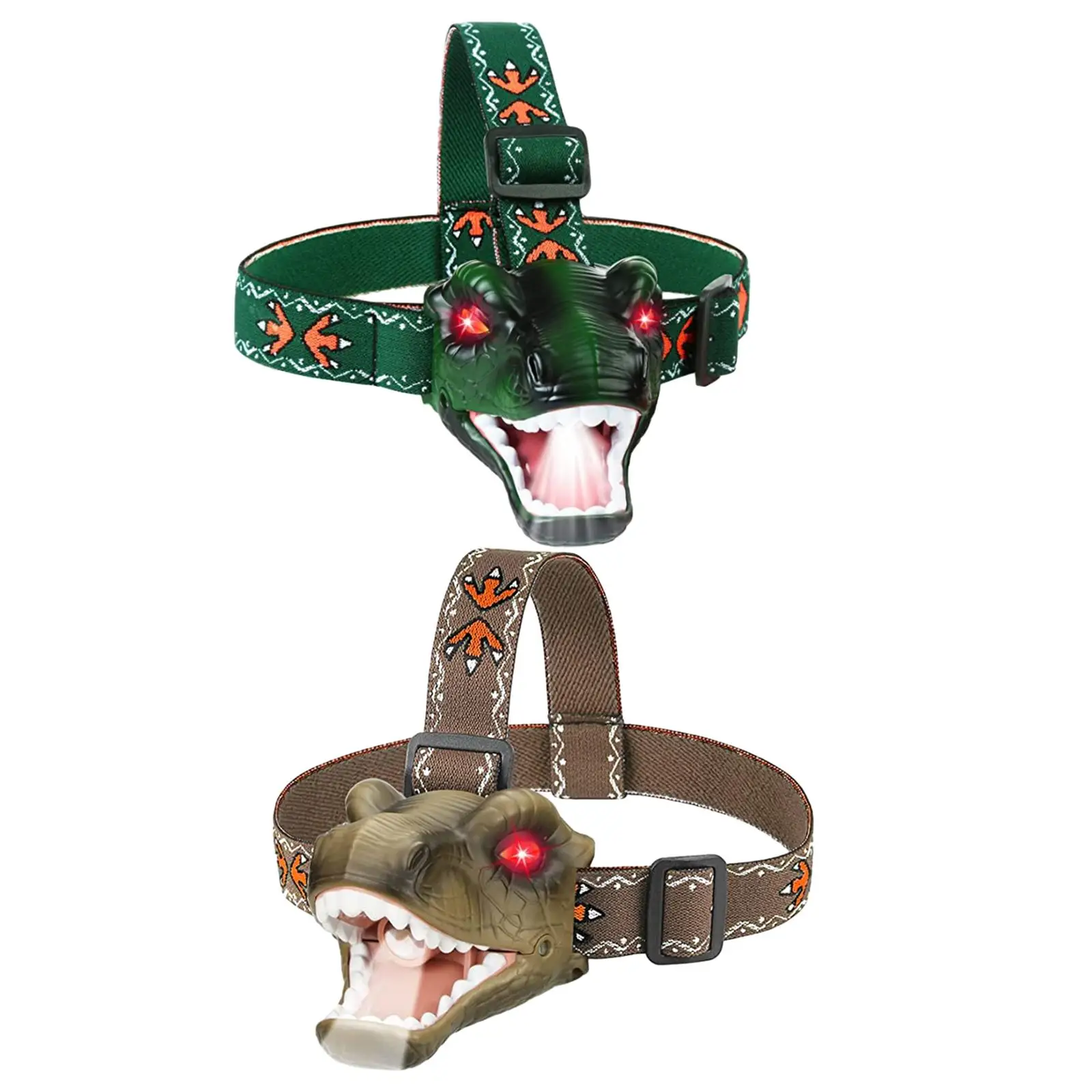 Outdoor Camping Gear Dinosaur Head Lamp Adjustable Headband Portable LED Headlamp For Halloween Kids Birthday Hiking Girls Boys
