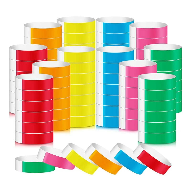 Colored For Events Wrist Bands Paper Bracelets Waterproof Arm Bands For Events Adhesive Party