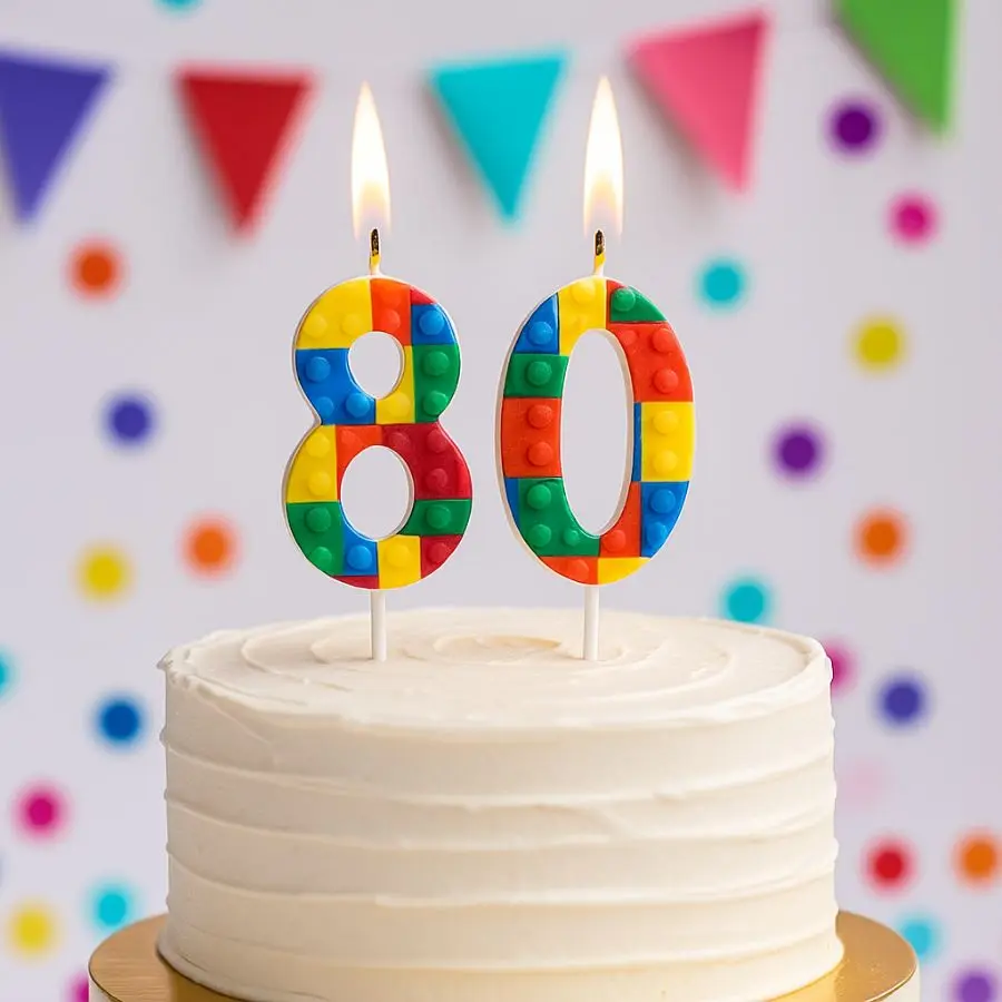 1 PCS Colored Building Block Shaped Digital Candle Cake Decoration 0-9 Birthday Baking Decoration Plugin