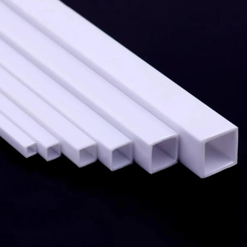 Plastic Tube 5/10pcs White ABS Square Plastic Pipe Tube Hollow Pipe for DIY Architecture and Building OD 2/3/4/5/6/8/10mm X Length 500mm