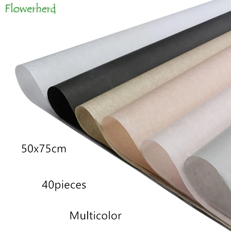 40pcs/lot 50x75cm DIY Tissue Paper Clothing Packing Flower Bouquet Wrapping Paper Gift Packaging Craft Papers Scrapbook