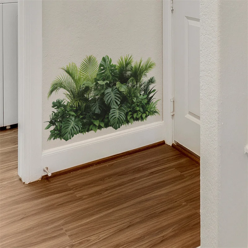Boho Green Leaves Wall Sticker Living Room Kids Bedroom Tropical Palm Leaves Wall Decal Nordic Children Interior Home Decoration