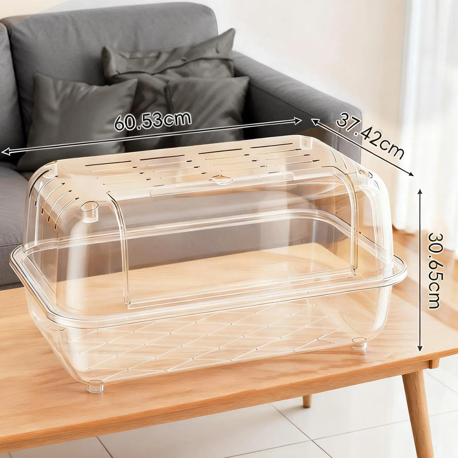 Acrylic Large Hamster Habitat Cage Portable Breathable Enclosure for Guinea Pig Rabbits Small Pets Room
