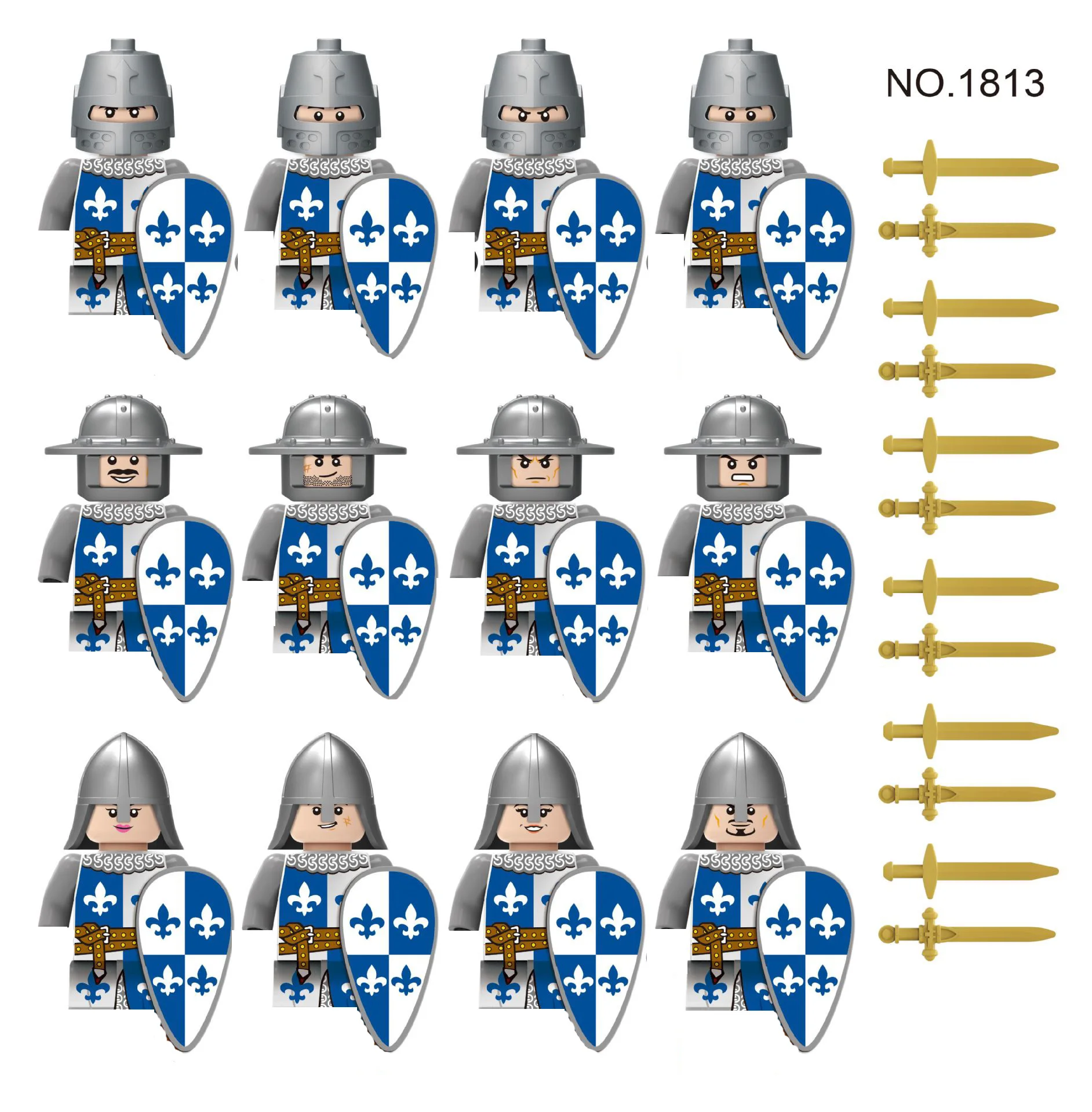 MOC War Military Medieval Building Block Knight Figure Warrior Soldier Spear Sword Shield Diy Weapon Castle Army Accessories Toy 5