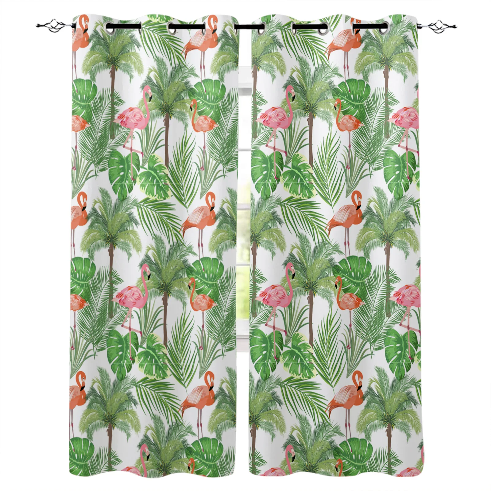 

Flamingo Palm Leaves Blackout Curtains Window Curtains For Bedroom Living Room Decor Window Treatments