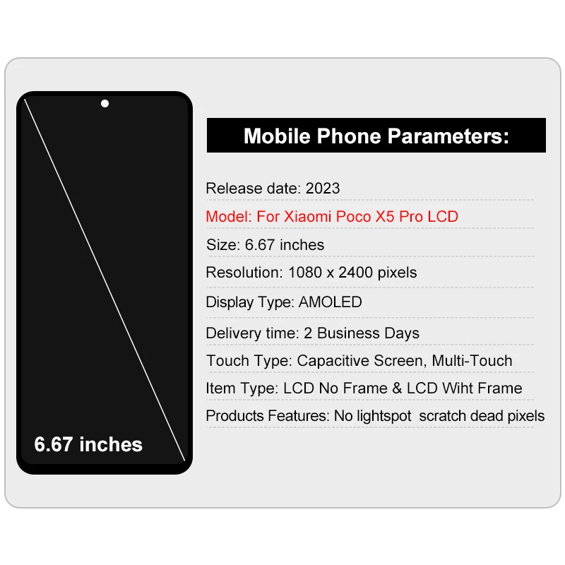 TFT Voor Xiaomi Poco X5 Pro 5G LCD-scherm Voor Redmi Note 12 Pro