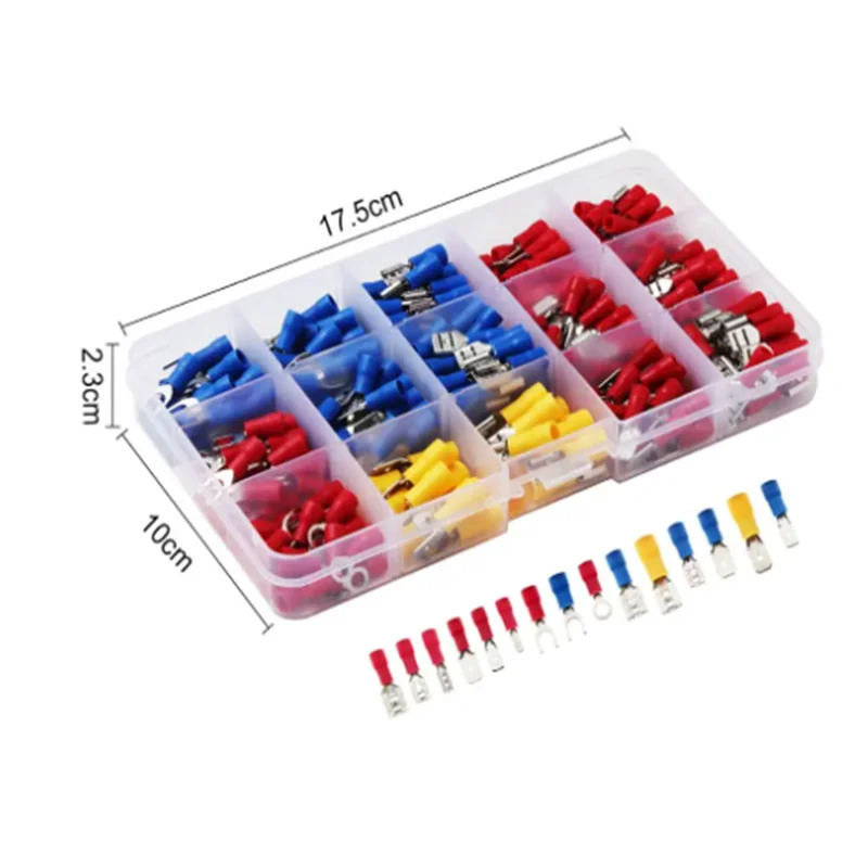 Cable Connector Kit Repair Insulated Electrical Wire Crimp Spade Butt Ring Fork Set Ring Lugs Rolled Terminals Assorted