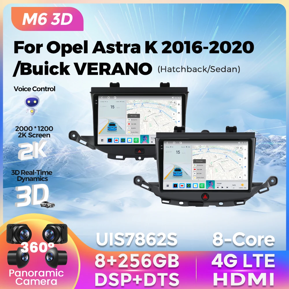 

M6 Pro 3D Android Все в одном Автомагнитола 2Din 8G+256G Для Опель Астра K / Бьюик Верано Навигация GPS Мультимедиа Видео Плеер Беспроводной Carplay