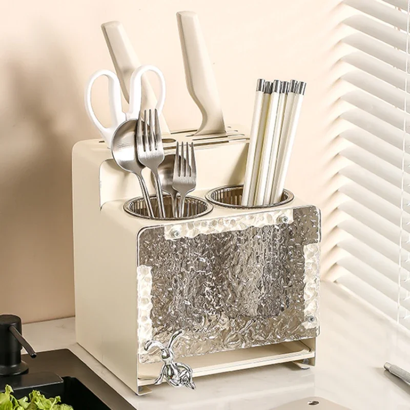 

Light Luxury Dish Drainer Multi-function Holder for Knife Drain Water Plate Chopstick Holder Multi-grid Partition Storage Rack