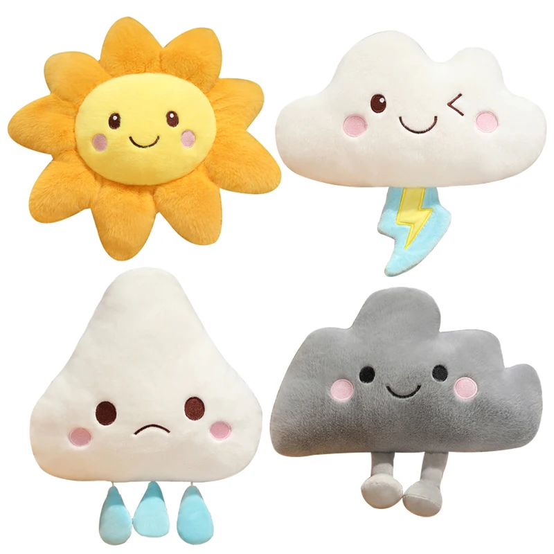 New Cartoon Weather Series Plush Toys Cute Sun Lightning Cloud Raining Pendant Doll Funny Weather Forecast Game Props Home Decor