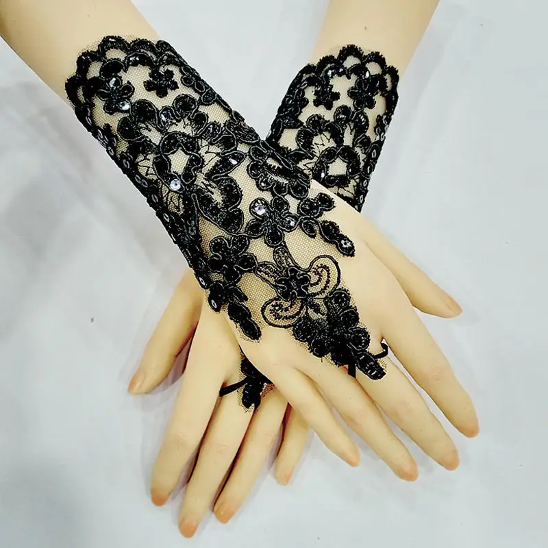New Women Wedding Fingerless Gloves Lace White Black High Quality Wedding Gloves Mittens Accessory Girl Party Sexy Gloves