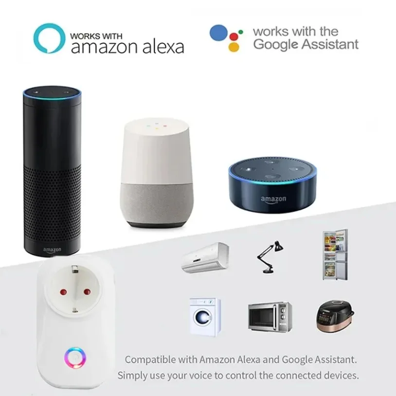 16A Chile Italy Smart Wifi Power Plug Smart Wifi Wireless Socket Outlet Work with Alexa Google Home Assistant Tuya SmartLife APP