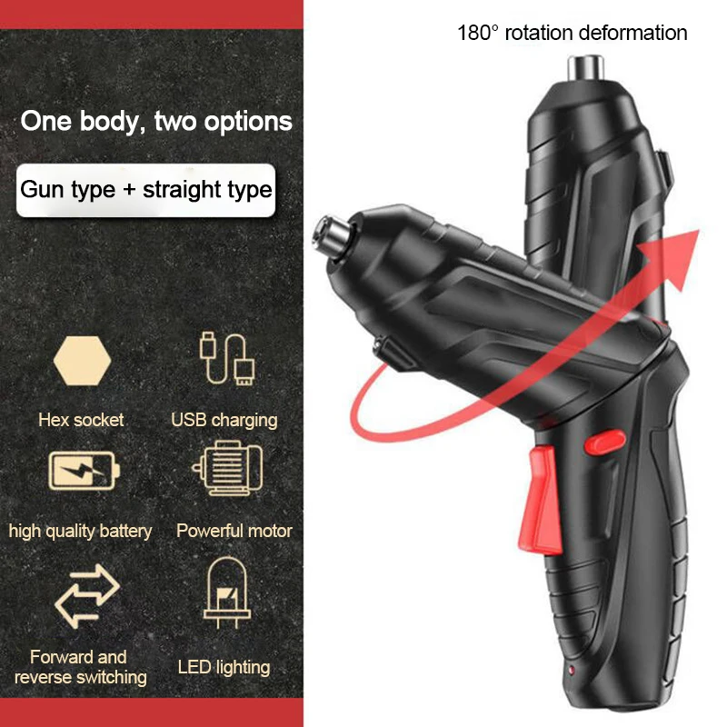 

Portable Electric Screwdriver USB Rechargeable Cordless Screwdriver for Assembly Repair Power Tools Powerful Screwdriver Set