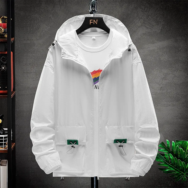 Männer Mantel Sonne UV Schutz Mit Kapuze Oversize 6XL 7XL 8XL Plus Größe Sommer Jacke Angeln Unisex Licht Atmungsaktive Sport Schnell Trocknend – Detail 13