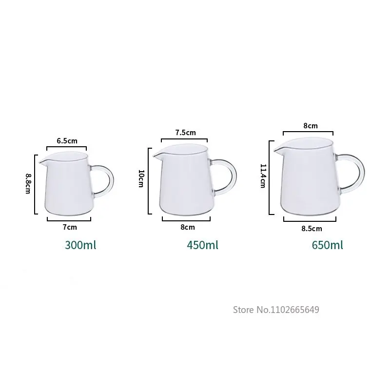 300/450/600ml Glass Pitcher Milk Pitcher Mini Glass Transparent Coffee Tea Milk Pourer Creamer Pot glass pitcher