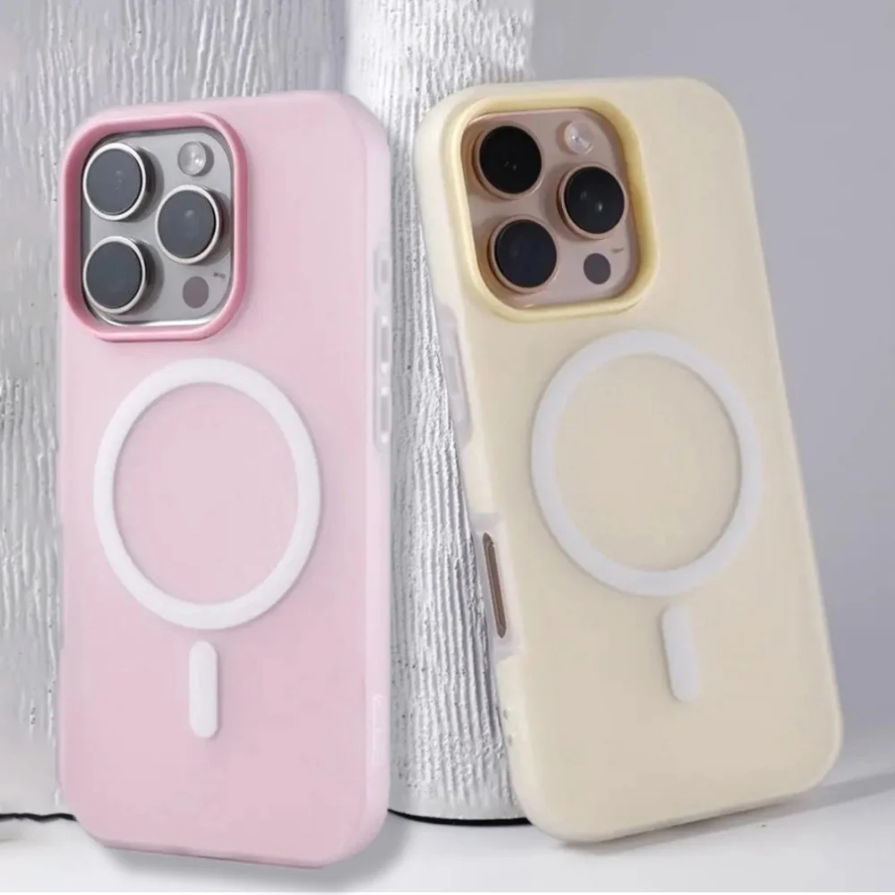 Luxury Matte Candy Color Magnetic Clear 2-in-1 Phone Case Cover