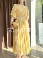 Niche-round-Neck-Silk-Crinkle-Silk-Mulberry-Silk-Dress-2023-Spring-and-Summer-Goose-Yellow-Puff.jpg