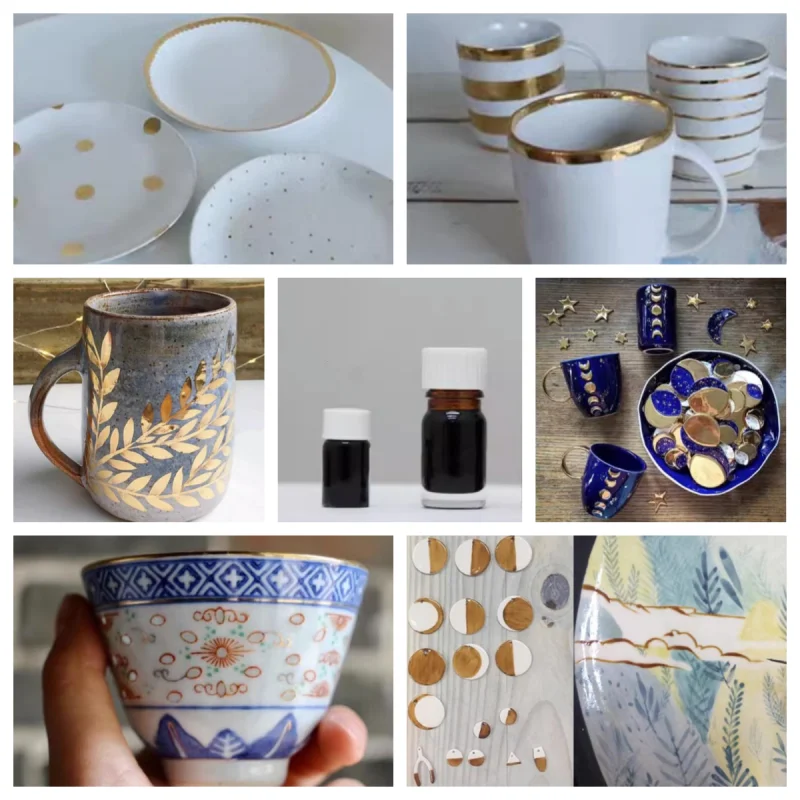 CeramicGlazeonColorPureGoldGlazeWaterSpotGoldLiquidDIY