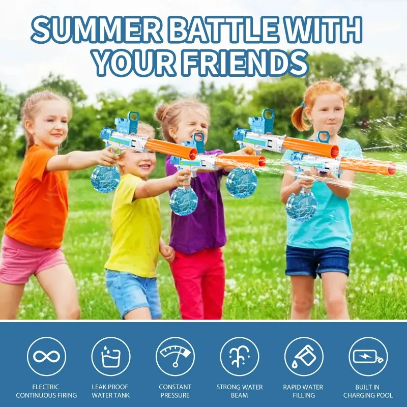 New Desert Eagle Linkage Electric Water Gun Large Capacity Blue Grey Water Gun Continuous Shot Water Fighting Kid Gun Toys Gift 3