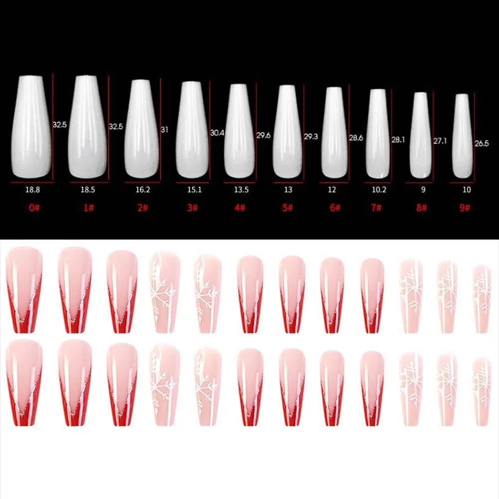 24Pcs/set Nail Supplies Christmas False Nails Manicure Material DIY Nail Accessories Christmas Fake Nails Snowflake