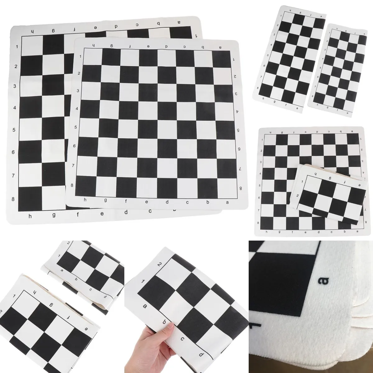 Foldable chess board folding chess board chess pieces and board Lightweight PU Leather Chess Board 43/51cm Portable Soft Rollable Leather Durable Chess Board Flat International Chessboard