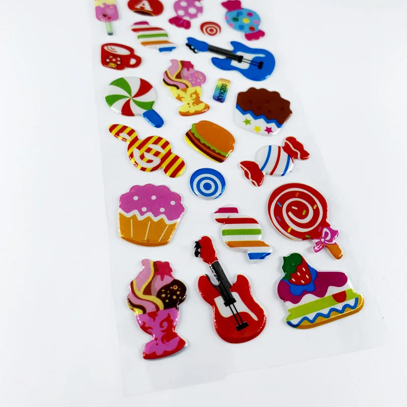 12 Sheets/Pack Cake Ice Cream Candy Food Pattern Sticker For Kids Toy Cartoon 3D Stickers Children Scrapbooking DIY Toys