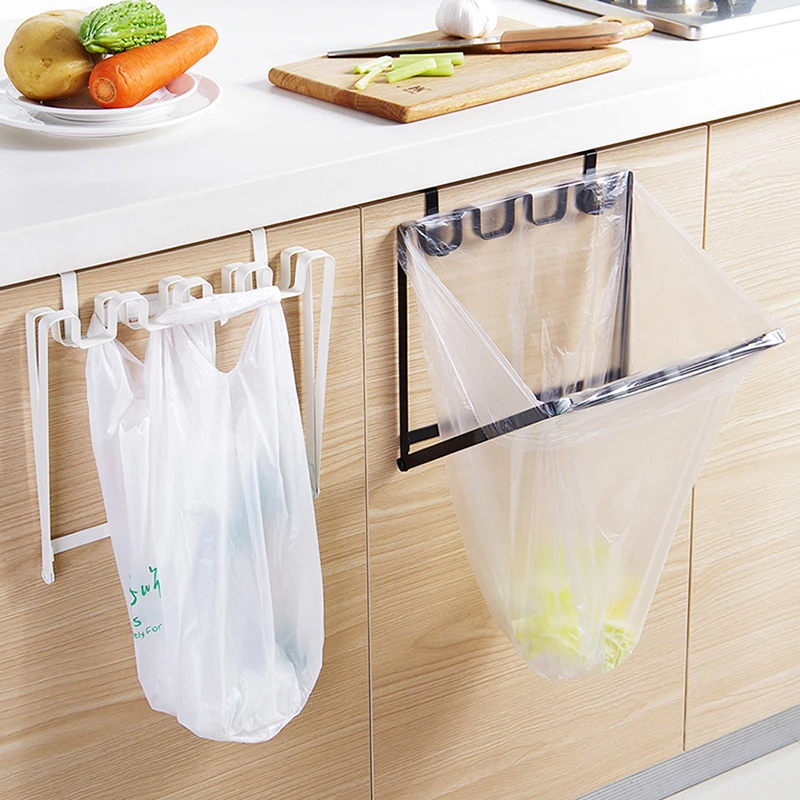 Wall Mounted Garbage Bag Holder Punch-free Foldable Hanging Trash Bag  Storage Rack Basin Stand Towel Rack Kitchen Organizer