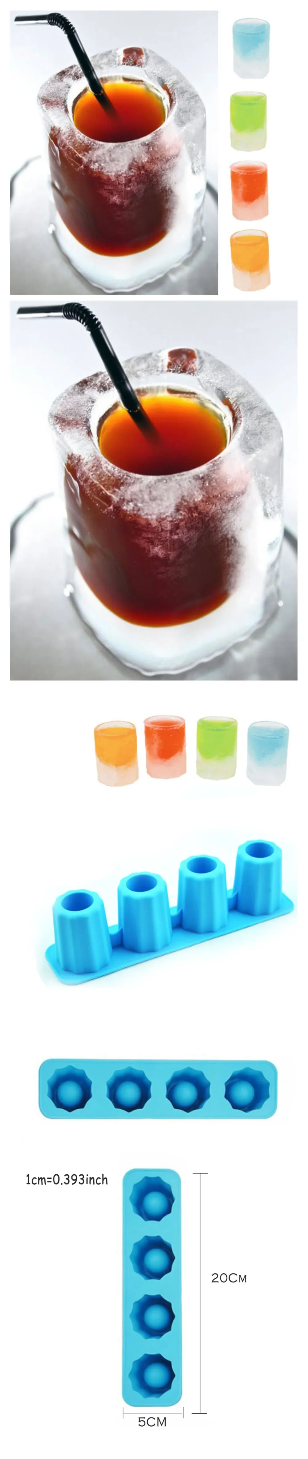 Description Picture 2 of itemIce Cube Tray Mold Summer Drinking Tool Mold Makes Shot Glasses Ice Mould Ice Tray Silicone Popsicle Mold Kitchen Gadget