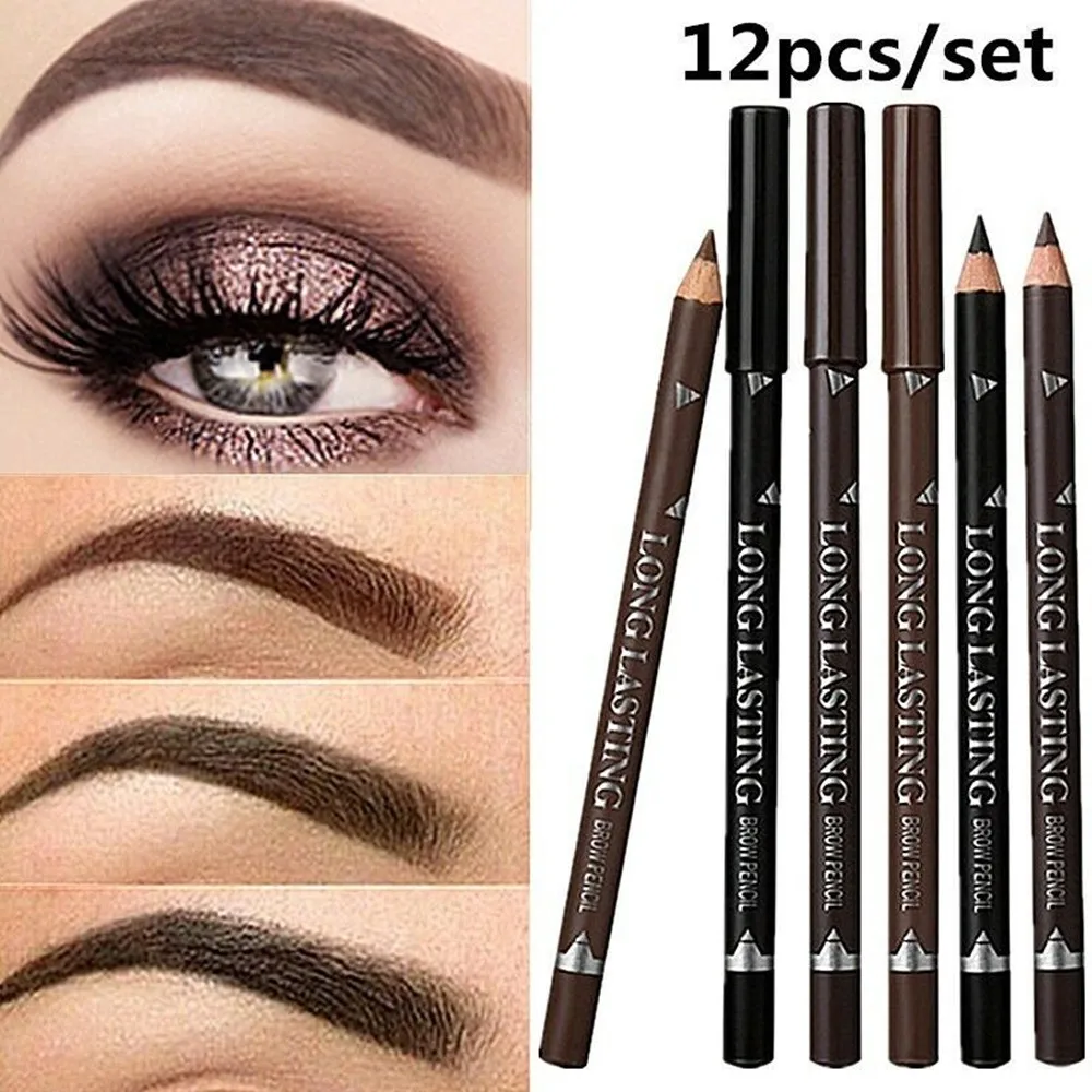 12 pz/set matita per sopracciglia impermeabile precision Brow Definer penna per sopracciglia marrone bionda nera trucco a lunga durata 3 colori cosmetici