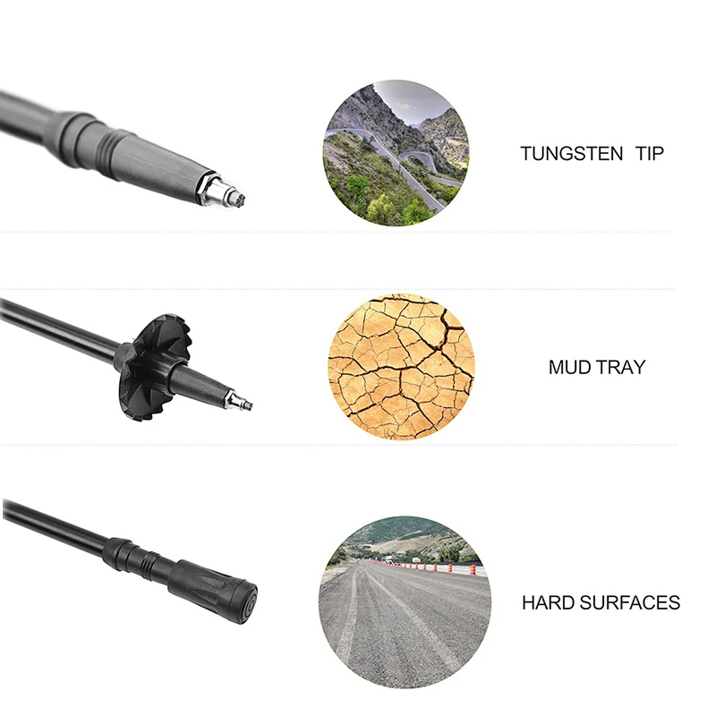 Vilead Nordic Walking Stick Adjustable Retractable Defense Cane Outdoor Portable Travel Hiking Trekking Poles 2 pcs 50-105cm