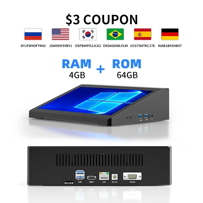 Higole F6Apl Mini Pc Computer Tablet Pad 1280 × 800Ips Touch Screen Windows 10 10.1 "Pocket All-In-One Pc Computer Industriale 4K