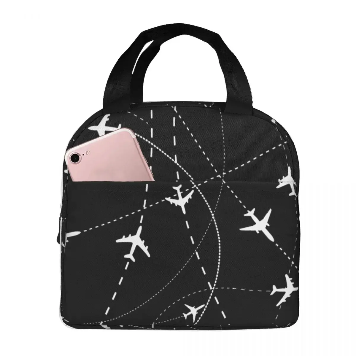 Night Flight Routes Insulated lunch bag Airplane Pilot Women Kids Cooler Bag Thermal Portable Lunch Box Ice Pack Tote