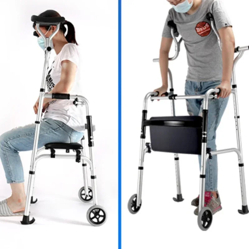 Adjustable Aluminum Alloy Cane-Wear-Resistant Walking Aid, Shock-Absorbing Disabled Walker, Lower Limb Trainer