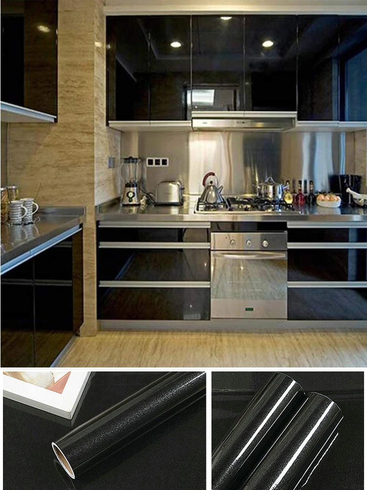 thumbnail image 1 of Papel tapiz autoadhesivo de PVC para decoración de paredes, color verde brillante, para renovación de muebles, armarios de cocina, papel tapiz impermeable, 1 of 5