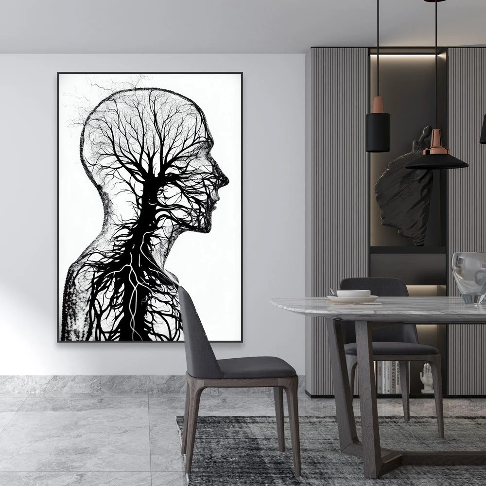 Black and White Poster Human Anatomy Poster Medical Brain Lungs Wall Picture Heart Canvas Print Painting Hospital Clinic Decor