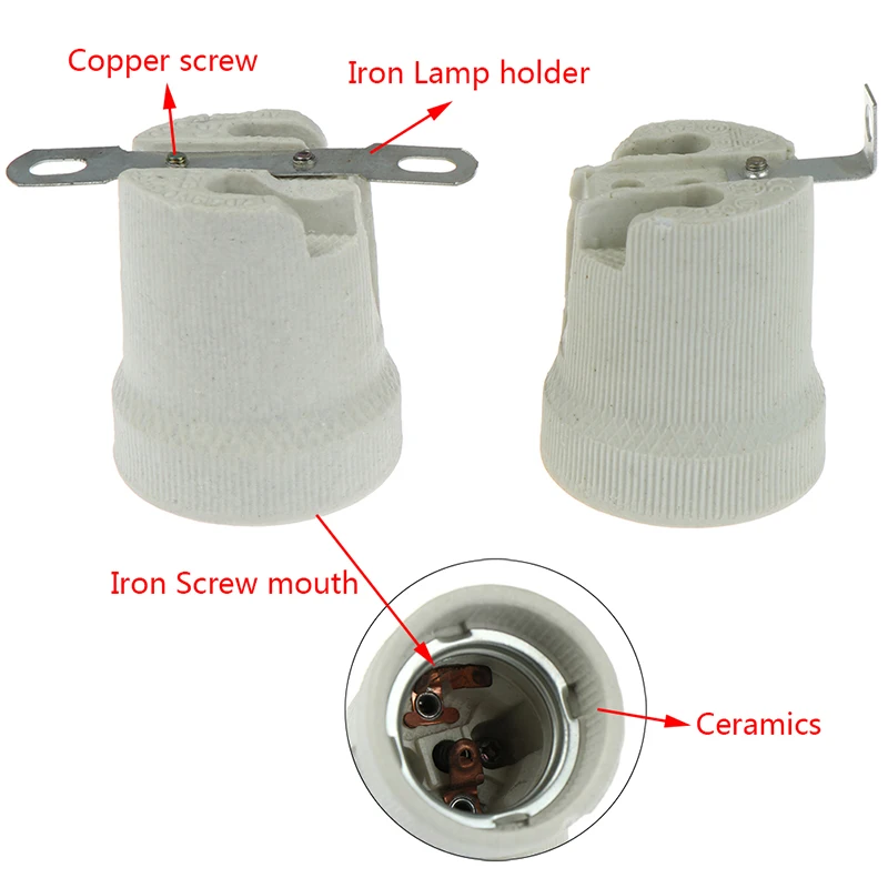 1PC E27 Ceramic Screw Base High Temperature Resist Socket Light Bulb Holder Adapter