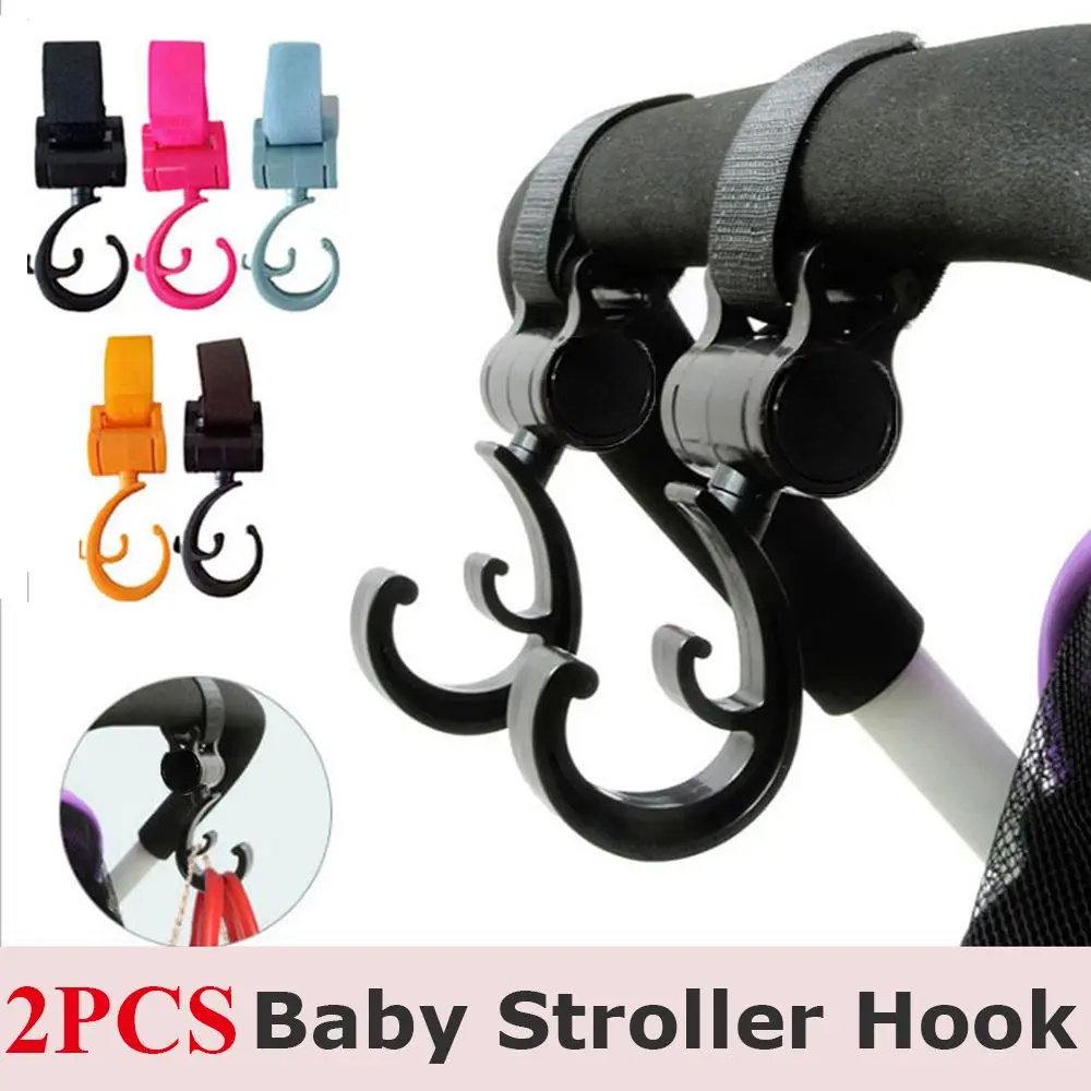 

2Pcs/Set ABS Plastic Baby Stroller Hooks 360 Degrees Electromobile Hook Helmet Hanging Bag Car Seat Hooks Rotatable Car Buckle