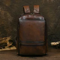 Vintage Leather Backpack 2024 for Men, Business and Leisure, Large Capacity Travel Bag 1