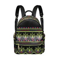 New Fashion Women Backpack Polynesian Tribal Plumeria Hibiscus Print PU Leather Backpack for Teenage Girls 1
