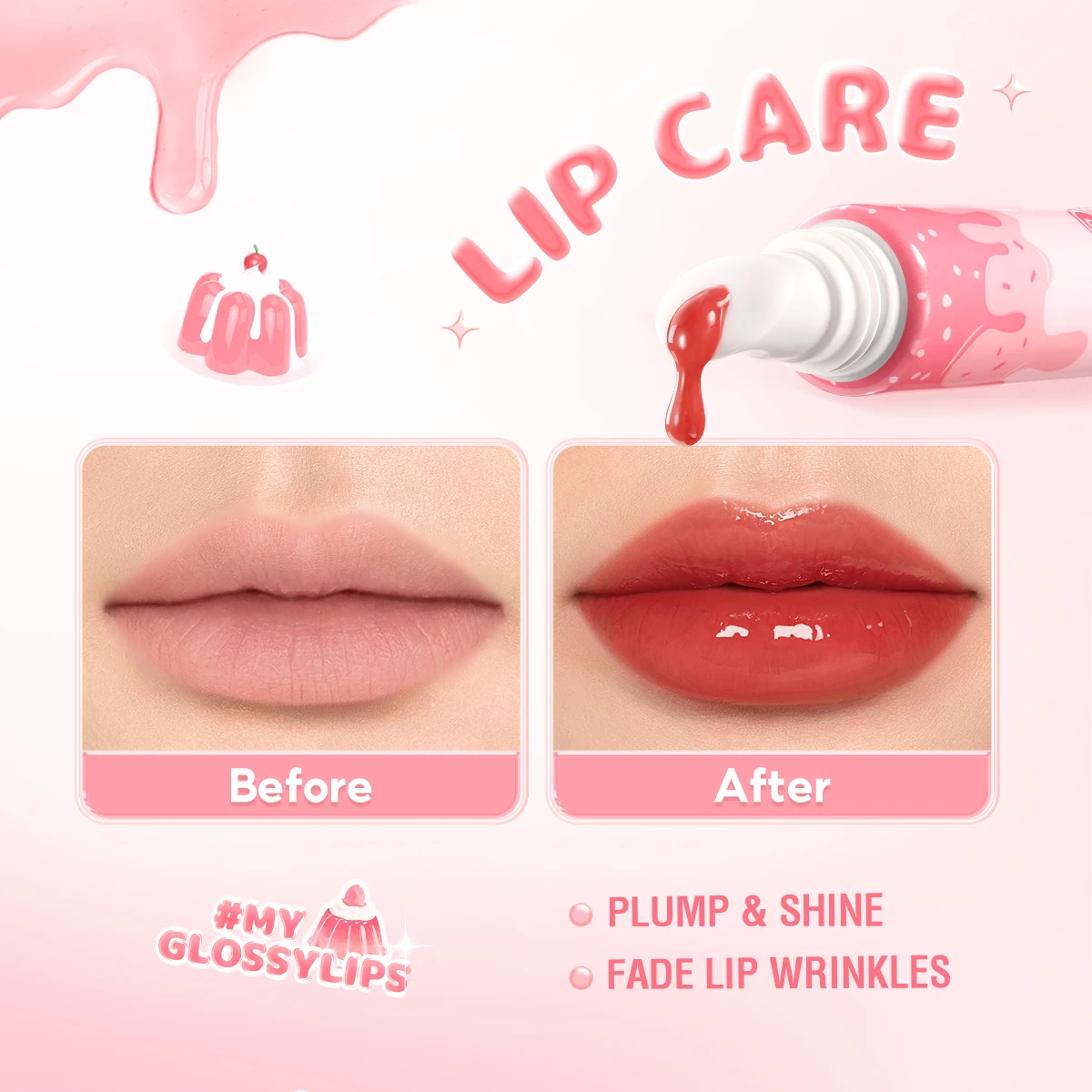 Lip Gloss PINKFLASH Watery Glow Hydrating Long-lasting Moisturizing Liquid