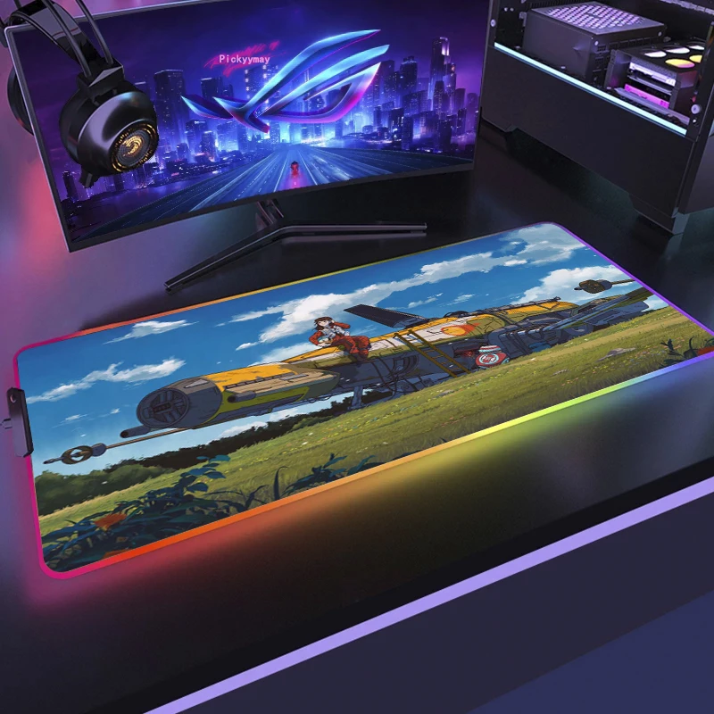 

Anime Girls RGB Gaming Mouse Pad Large XXL Size Mouse Carpet Big Keyboard Pad Computer Mousepad Desk Play Mat With Backlit