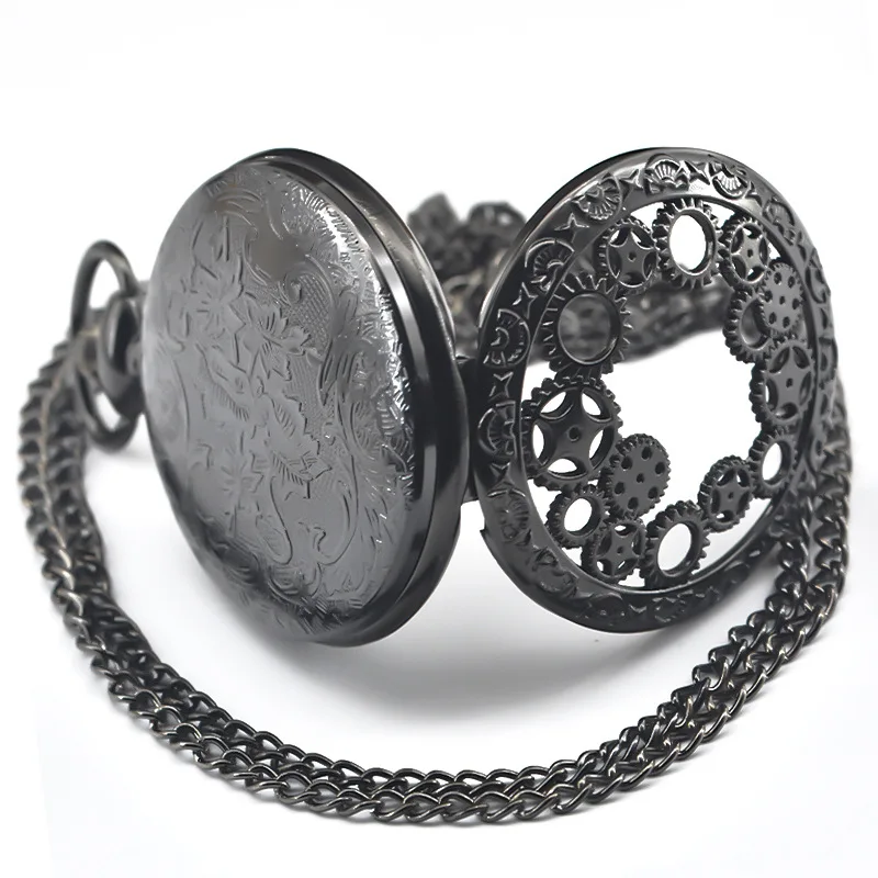 Classic retro pocket watch, simple digital face chain quartz watch