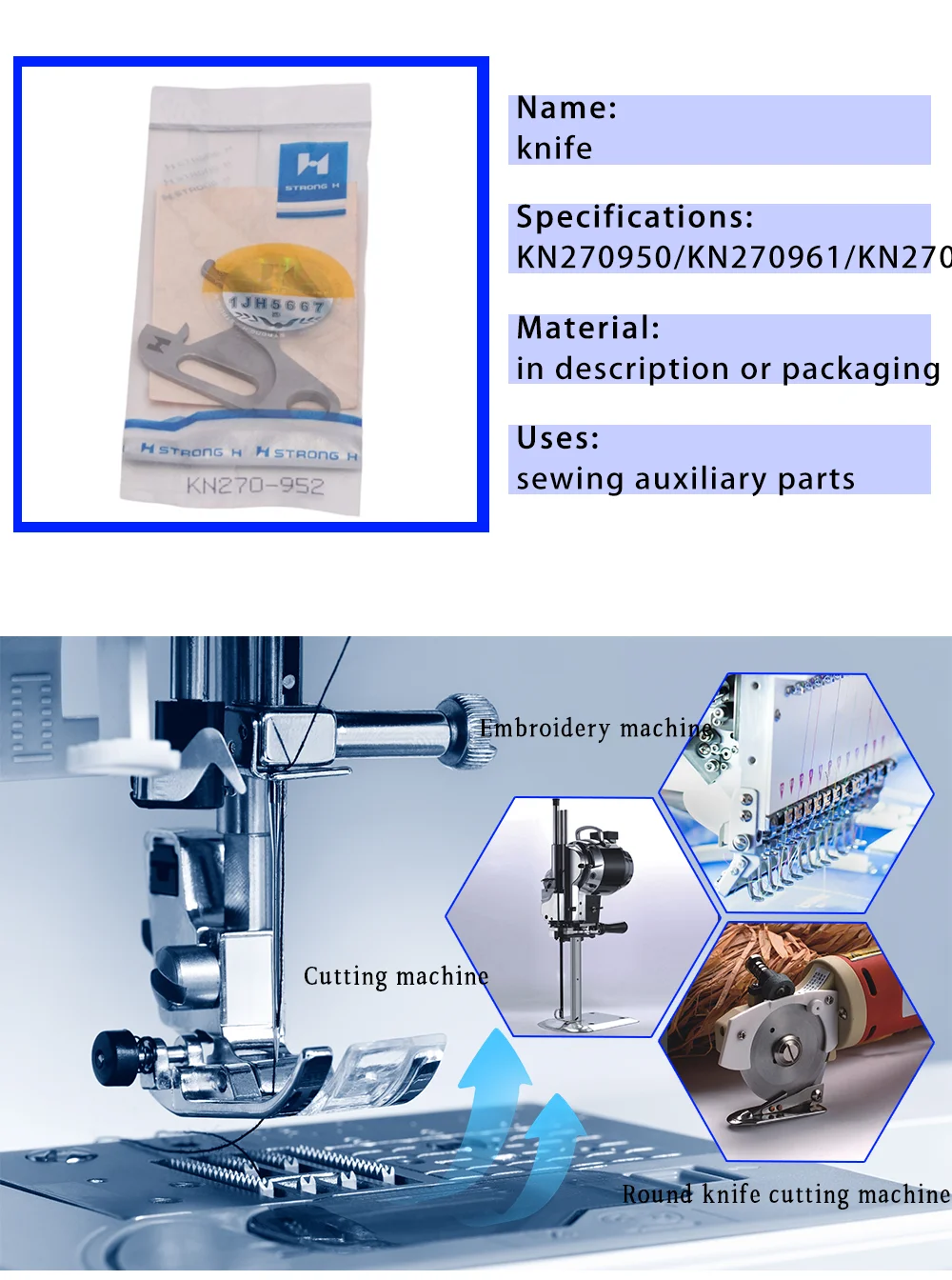 For BARUDAN Computer Embroidery Machine Authentic H Brand MK5 Fixed Knife MOVING And Fixed Knife KN270952 KN270961 KN270950