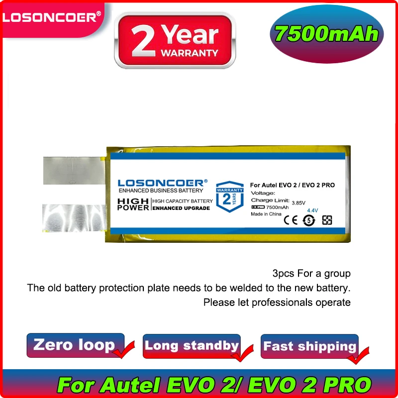 LOSONCOER 7500mAh Batterie Remplacement Autel EVO 2/EVO 2 Pro