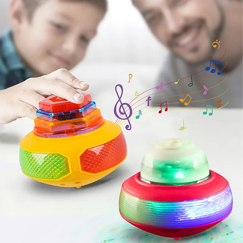Light Up Spinning Tops Luminous Colorful Top Ejection Toy Classic Gyroscope Novelty Bulk Toys Party Favors for Kids Children - 2