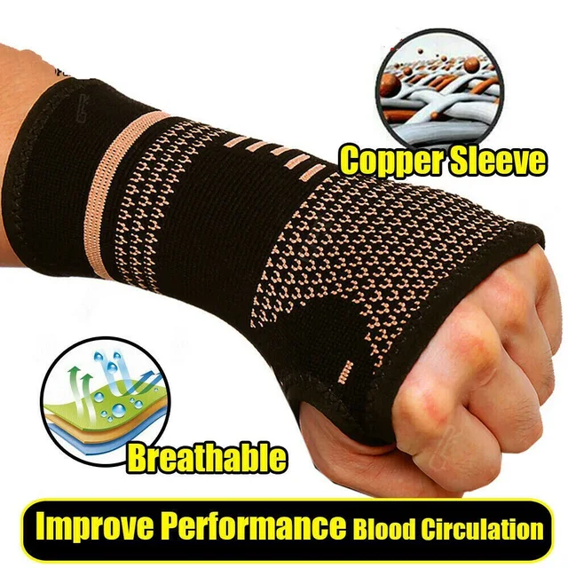 Copper Gym Wrist Support Professional Sports Wristband Safety Compression Gloves Wrist Protector Arthritis Sleeve Palm Bracer 5