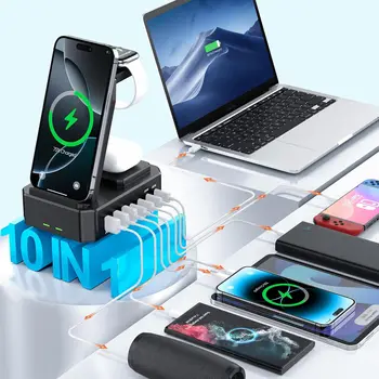 300W GaN III USB-C 65W PD Fast Charging Station, 10-in-1 Wireless Charger Dock for iPhone, MacBook, iWatch & Airpods 3